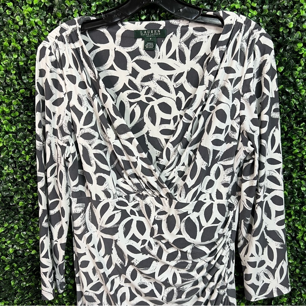 LAUREN RALPH LAUREN | Abstract Patterned Dress (GREY & WHITE) - Picture 8 of 12